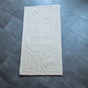 Handgetufteter Teppich Läufer - kleiner Lebensbaum - Natur