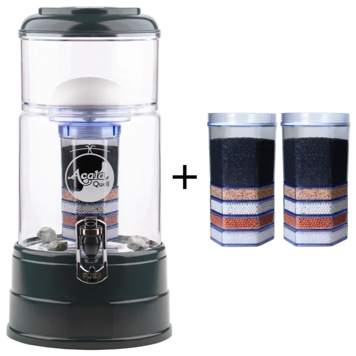 neueweltshop-acalaquell-standwasserfilter-einsteigerpaket-premium-mini-kristallklar-anthrazit