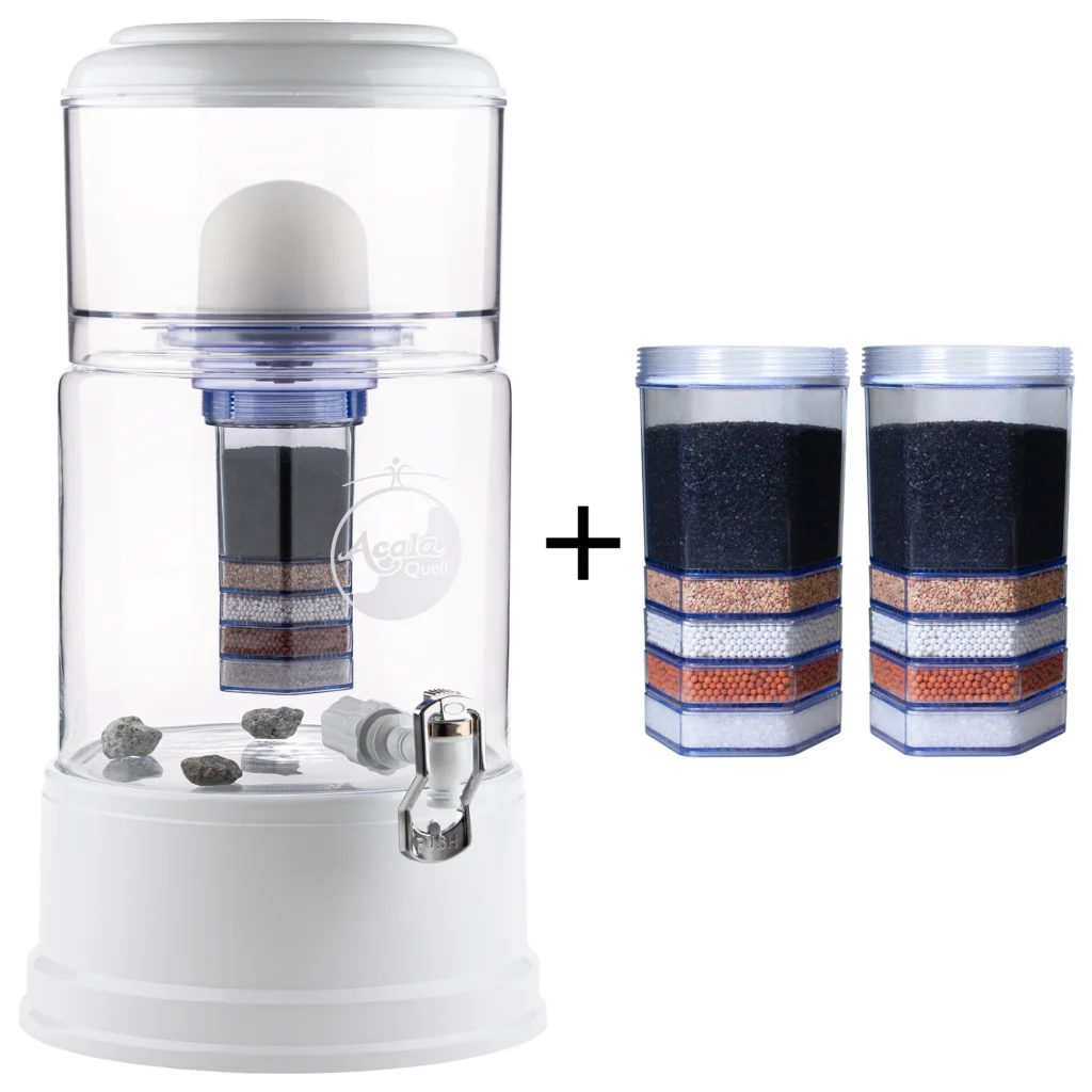 neueweltshop-acalaquell-standwasserfilter-einsteigerpaket-premium-smart-kristallklar-weiß