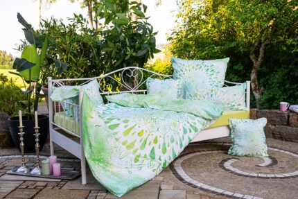 Bettbezug Green Dream, Blume des Lebens Mandala Motiv, Bio-Baumwolle