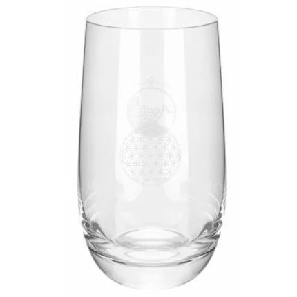 Acala Trinkglas Valentin 350 ml mit Gravur Blume des Lebens