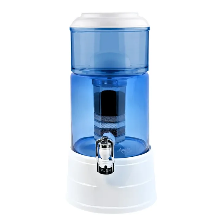 AcalaQuell Mini Wasserfilter Blau mit kleinem Logo / Weiß
