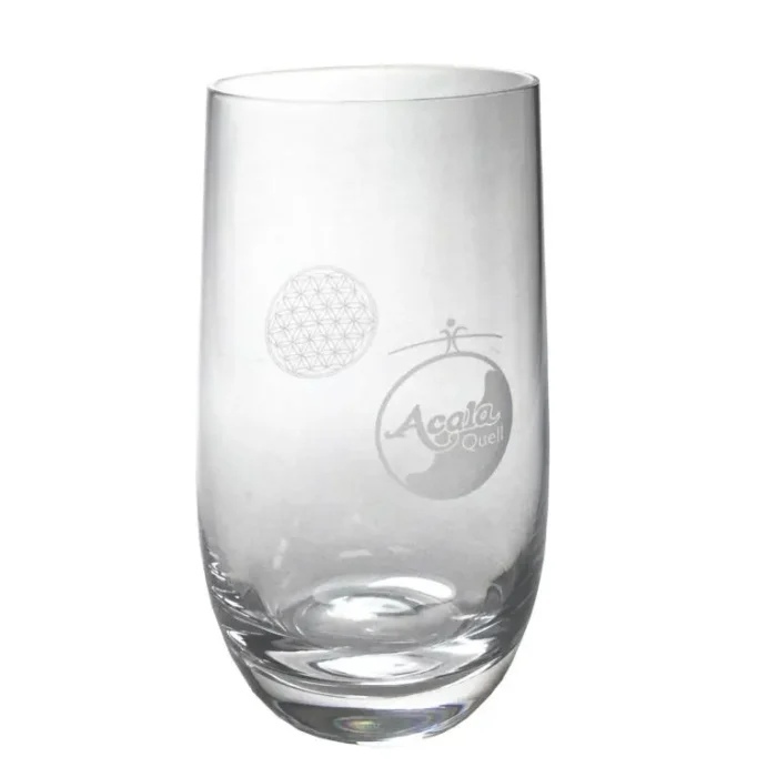 Acala Trinkglas Valentin 350 ml mit Gravur Blume des Lebens