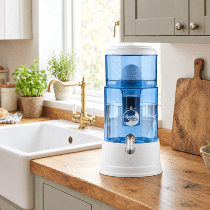 AcalaQuell Grande Wasserfilter in Blau in der Küche