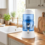 AcalaQuell Luna Wasserfilter in Blau in der Küche