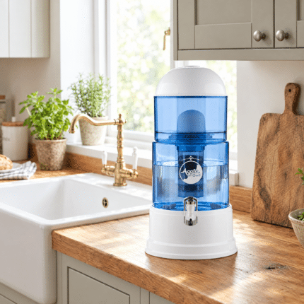 AcalaQuell Luna Wasserfilter in Blau in der Küche