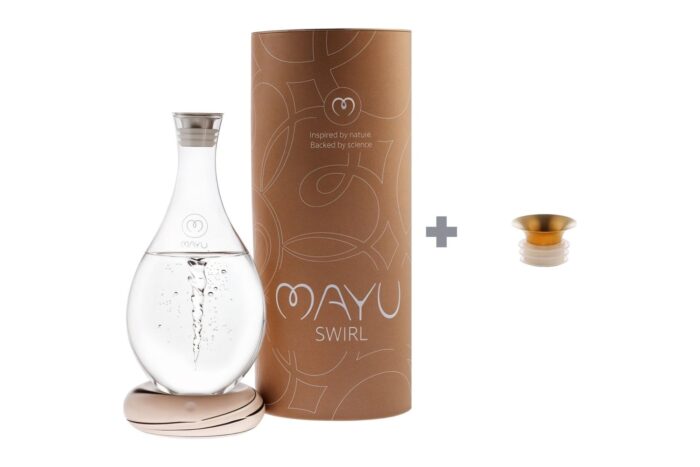 MAYU Gold Touch Set – Swirl Karaffe Earth mit goldenem Ausgießer