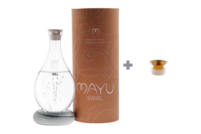 MAYU Gold Touch Set – Swirl Karaffe Greystone mit goldenem Ausgießer