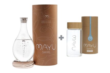 MAYU Hydration Explorer Set Earth – Swirl Karaffe mit 0,5 l Glasflasche und Verpackung