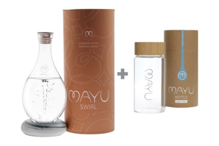 MAYU Hydration Explorer Set Greystone – Swirl Karaffe mit 0,5 l Glasflasche