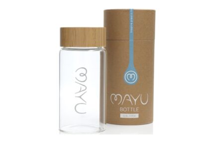 MAYU Glasflasche 0,5 l – Detailansicht Bambusdeckel mit Edelstahl und Silikondichtung