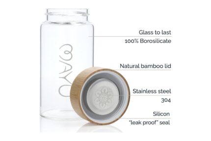 MAYU Glasflasche 0,5 l aus Borosilikatglas mit Verpackung