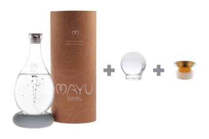MAYU Perfect Swirl Complete – Swirl Karaffe Dolomite mit Glasdeckel und goldenem Ausgießer