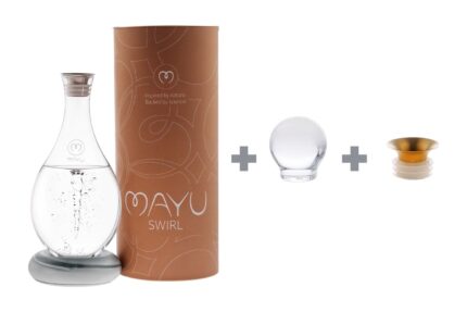MAYU Perfect Swirl Complete – Swirl Karaffe Greystone mit Glasdeckel und goldenem Ausgießer