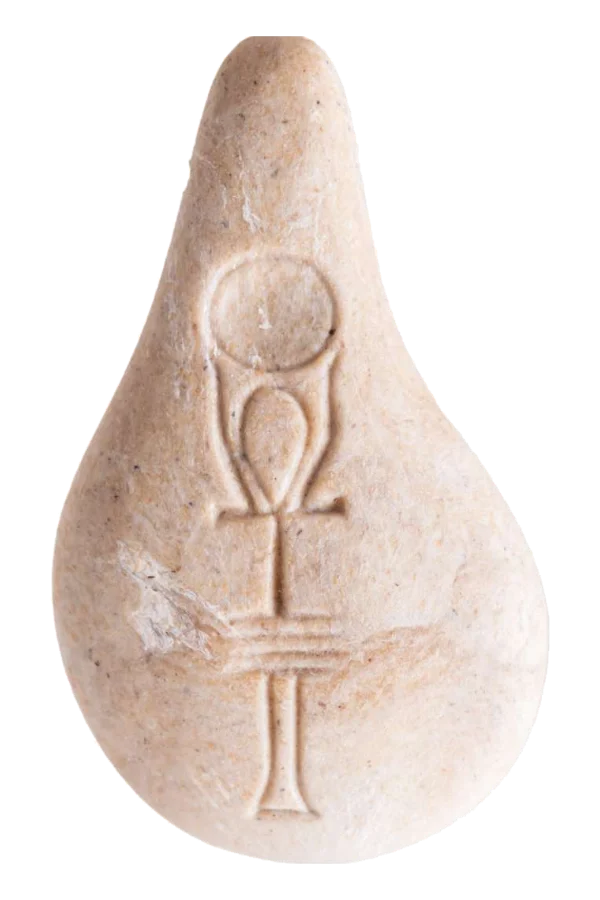 Quantenstein Stein der Harmonie in Sahara mit eingeprägtem Anch-Symbol