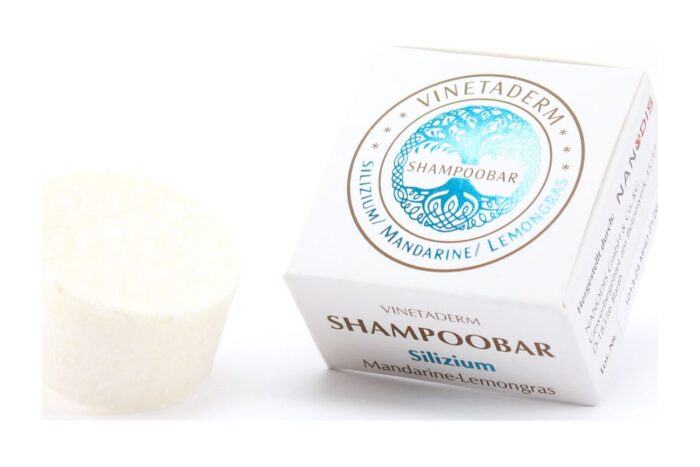 Shampoobar mini Silizium mit Verpackung, Duft Mandarine-Lemongras