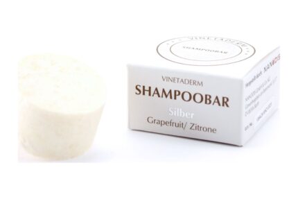 Shampoobar mini Silber – Seitenansicht mit Schachtel