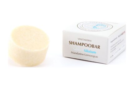 Shampoobar mini Silber-Silizium – Seitenansicht mit Schachtel
